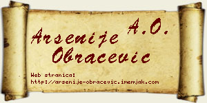 Arsenije Obračević vizit kartica